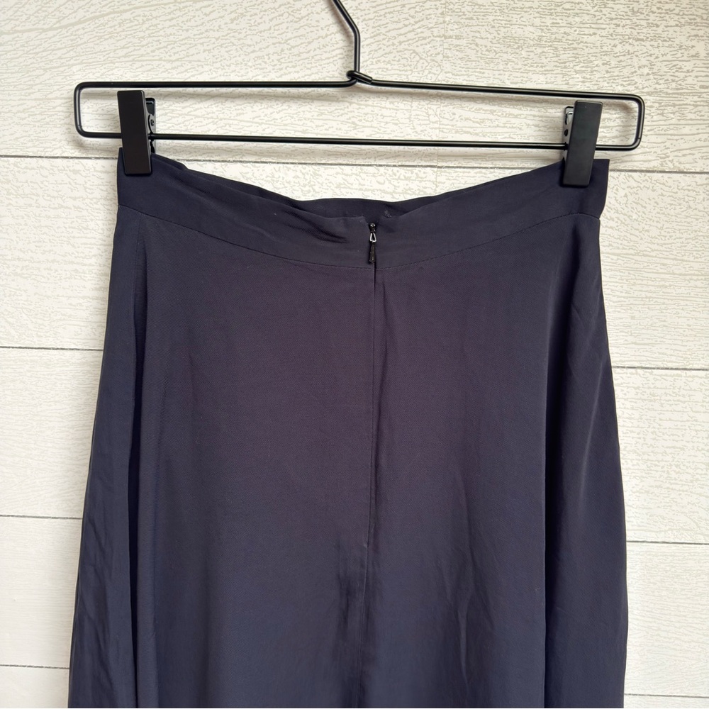 French Connection | Satin Navy Midi Skirt – Minimalist Parisian | Size 2 - Picture 7 of 11
